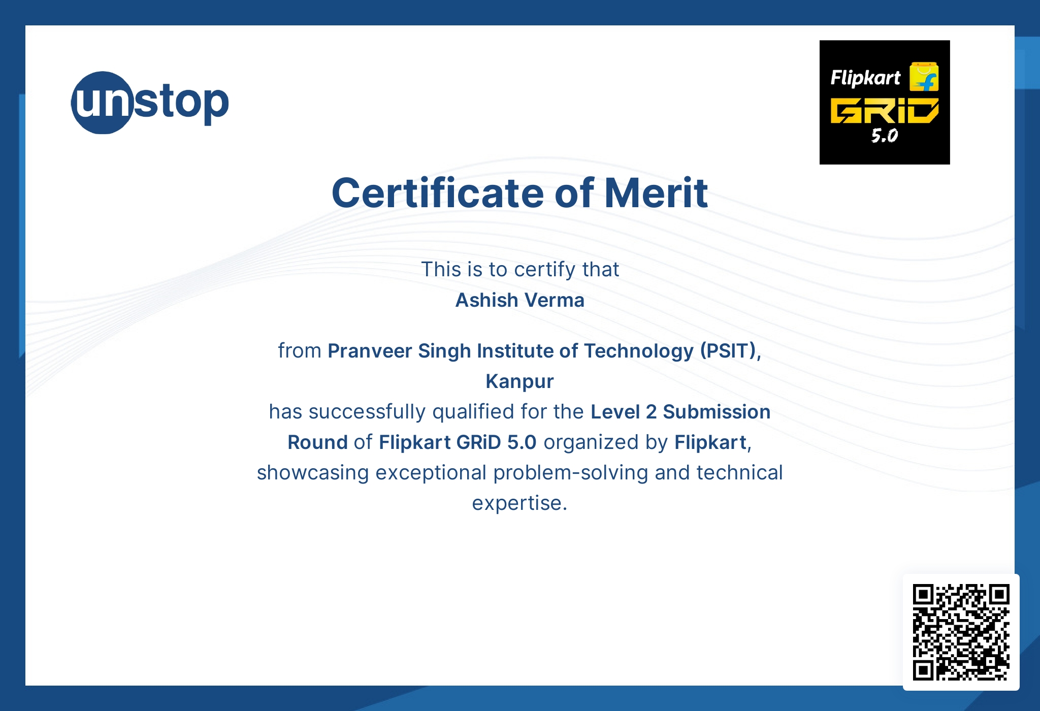 Flipkart Grid 5.0 Achievement